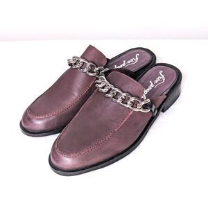 NWOT Free People Vida Almond Toe Chain Detail Slip On Mule Loafers Fig 38.5 US 8